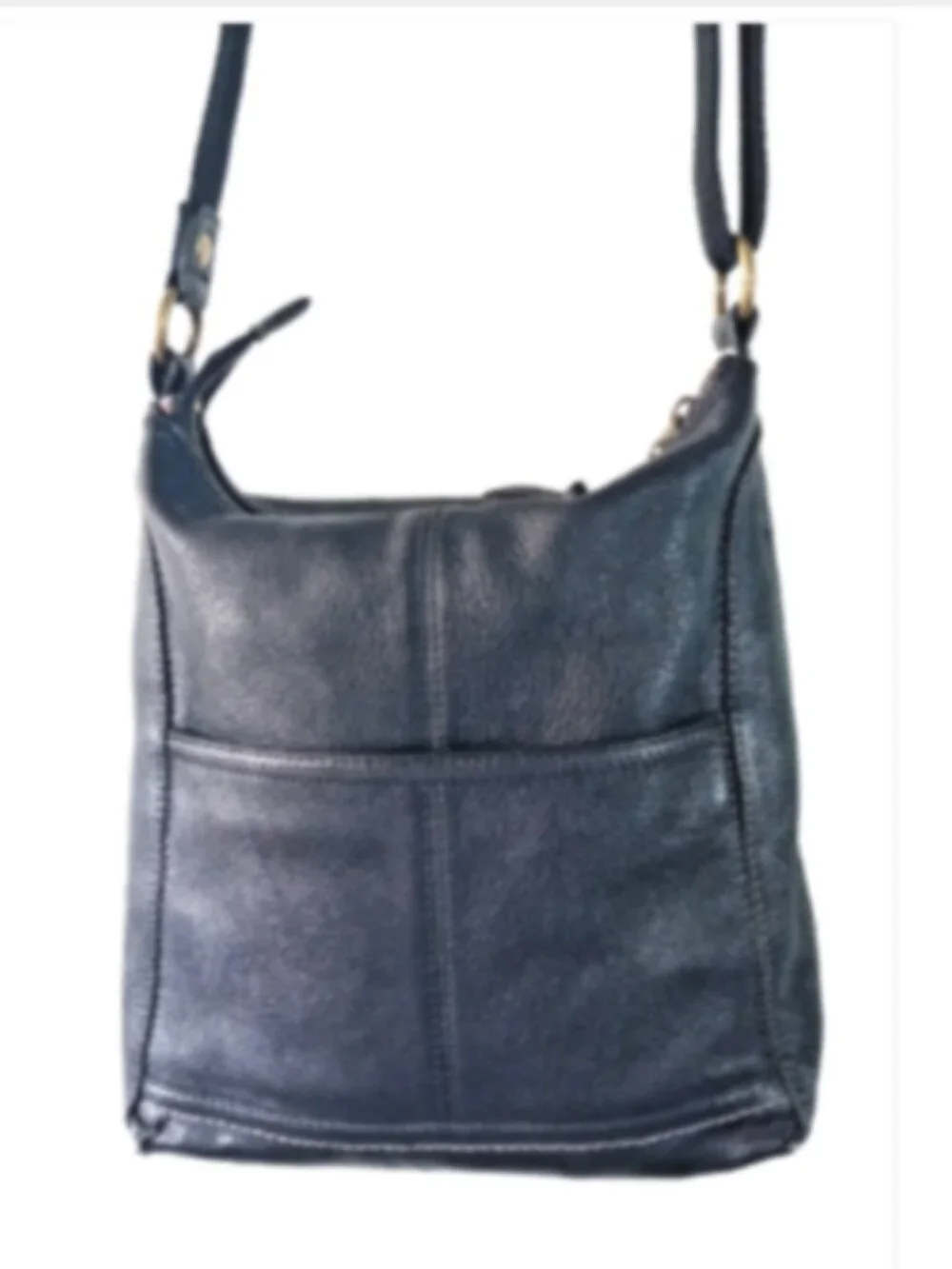 The Sak Iris Black Pebbled Soft Leather Messenger Crossbody Bag EUC